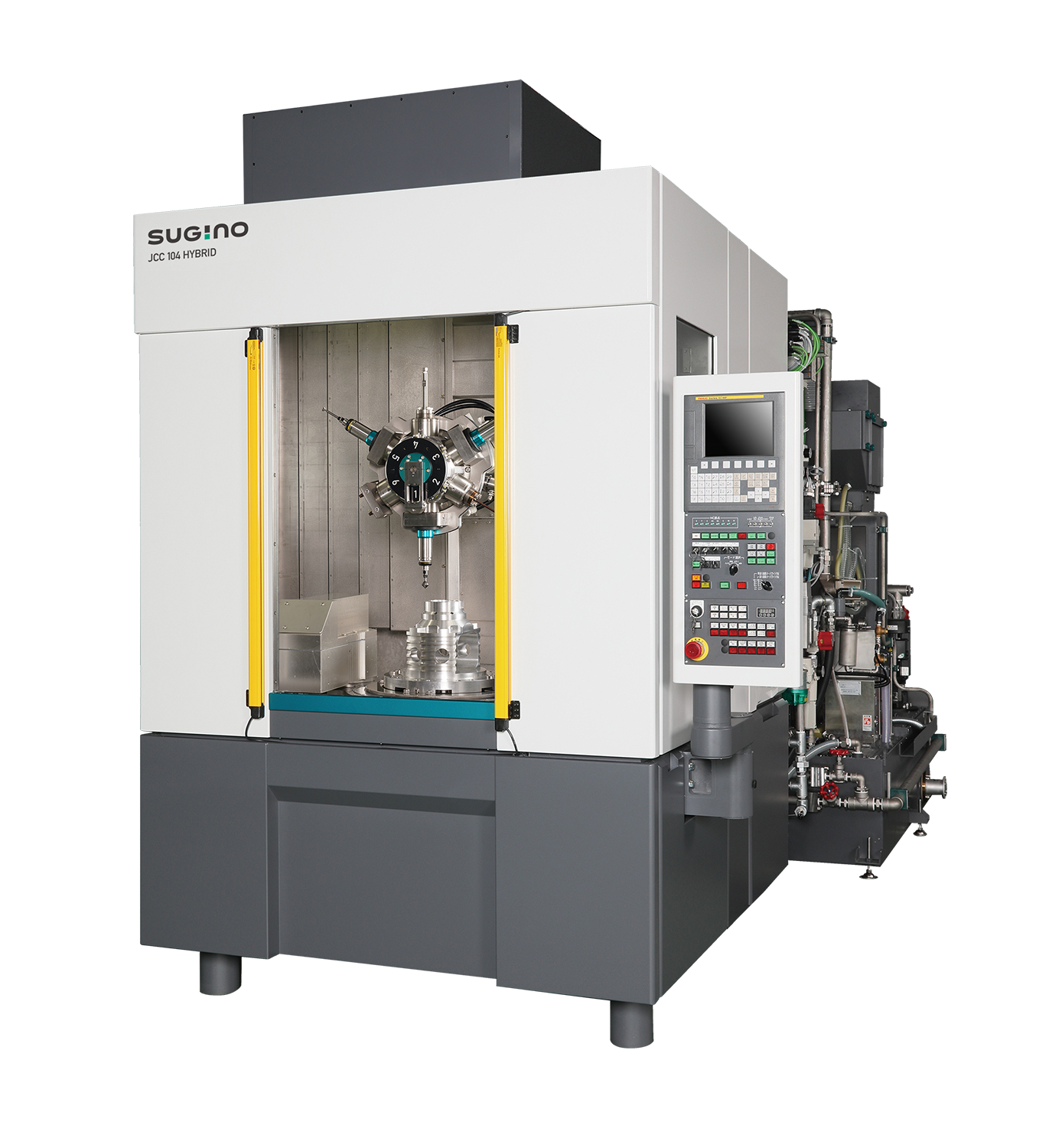 The Sugino JCC 104 Hybrid for deburring with his pressure water and mechanical tools