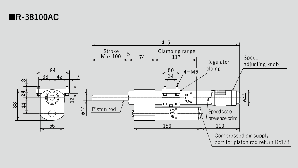 Sugino's Hydrospeed Regulators dimensions chart