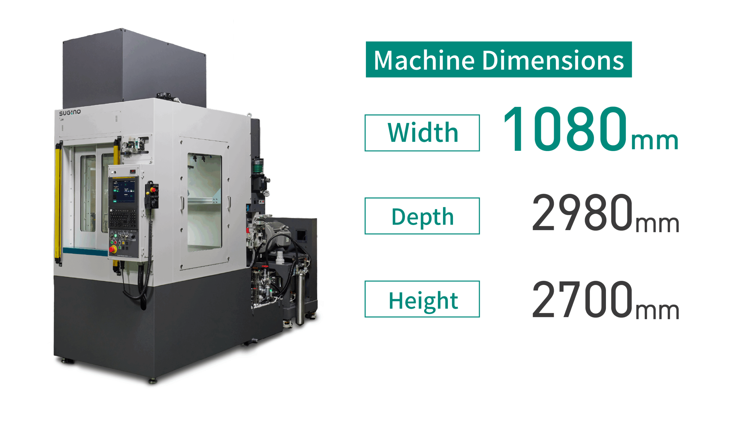 The company size of the Sugino JDM water jet deburring machine occupies a small footprint