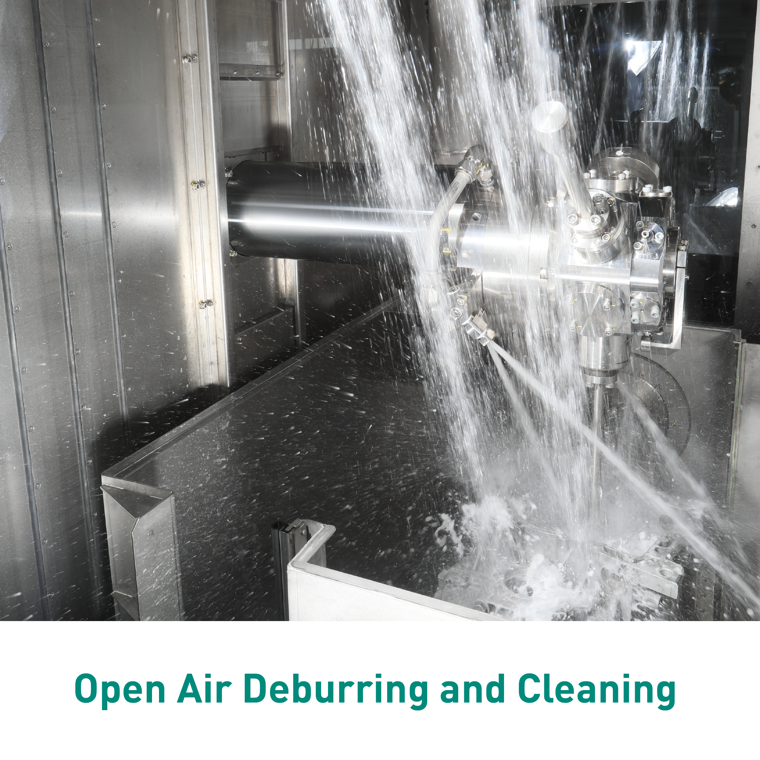 Sugino's best Jet Clean Center open air high pressure water jet deburring and parts washing system