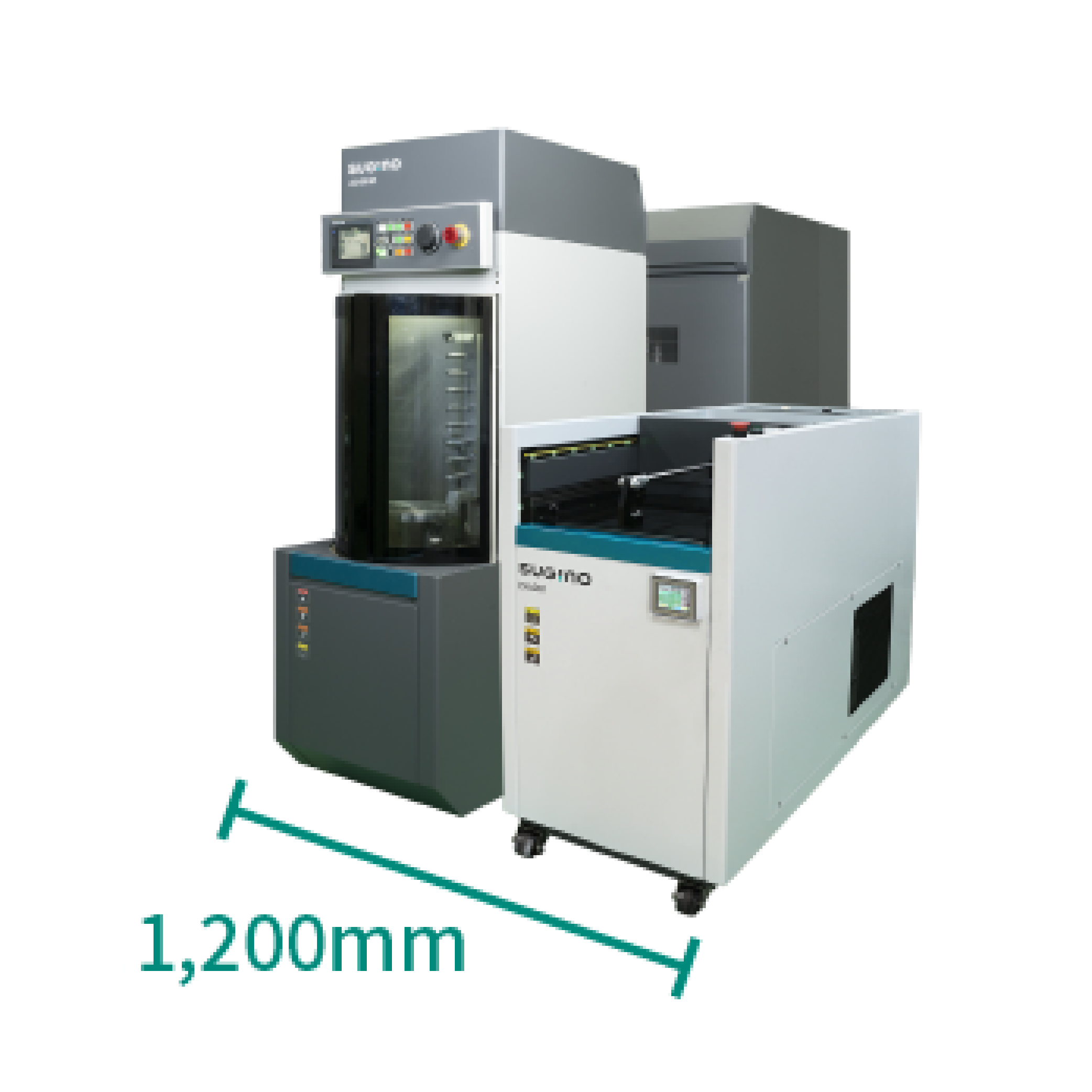 Combine the vacuum dryer with the compact targeted JCC-Mocule parts cleaning machine at just 600 mm each