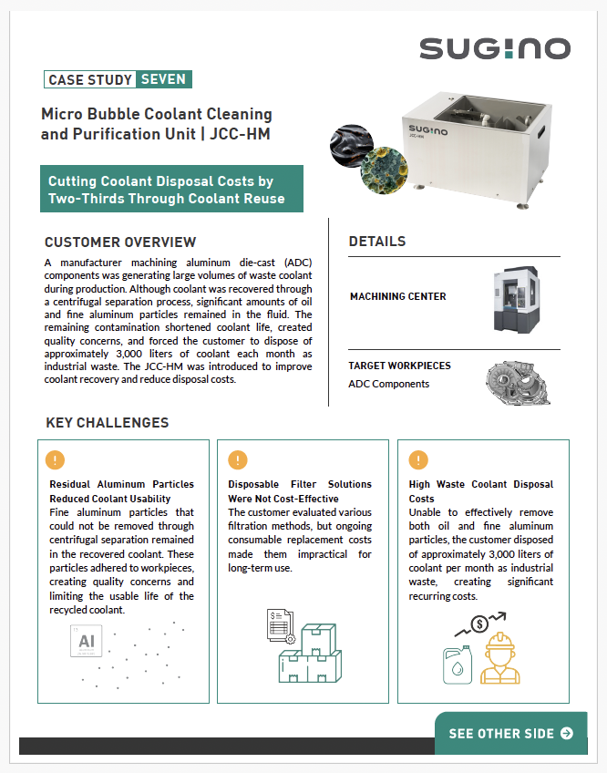 The JCC-HM coolant and fluid cleaning unit extends coolant life and minimizes waste for industrial machining